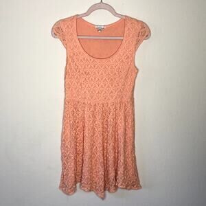O'Neill Coral Pink Orange Floral Lace Dress Small